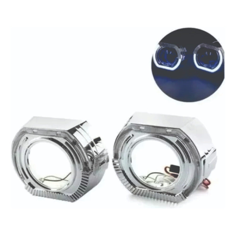 Par Capa Projetor 2,5'' Shroud Angel Eyes Estilo Bmw 12v