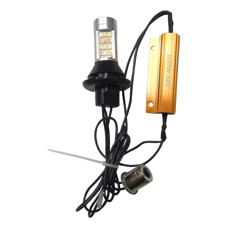 Par Lampada Dual Color P21 W Drl + Seta + Cancellers