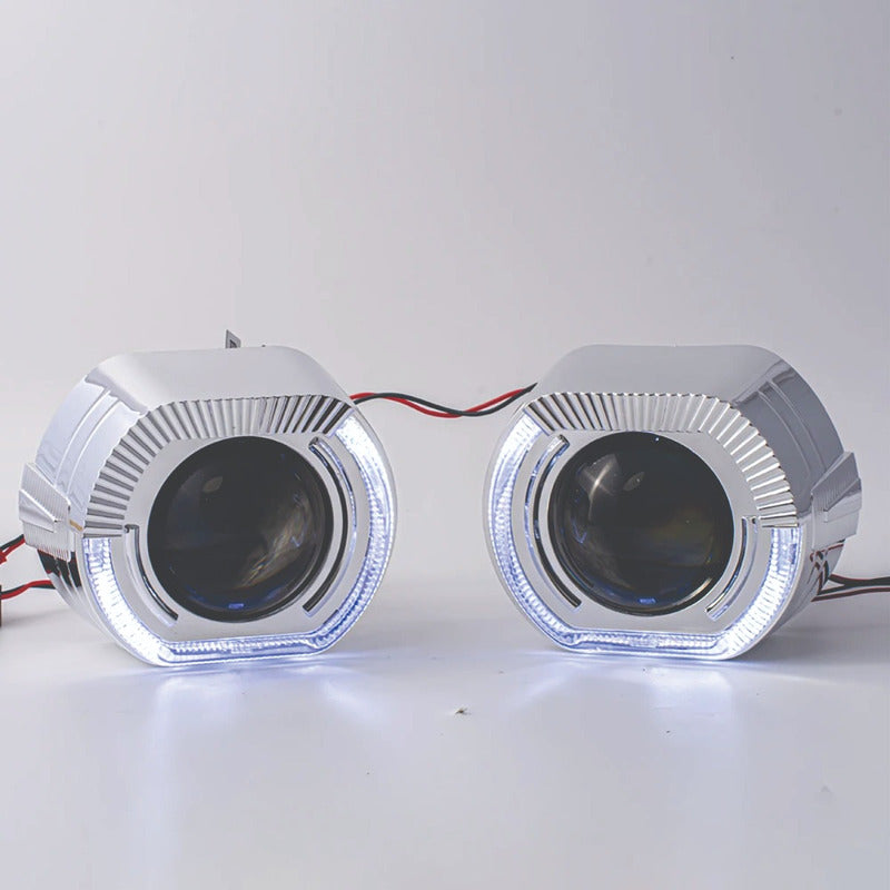 Par Capa Projetor 2,5'' Shroud Angel Eyes Estilo Bmw 12v