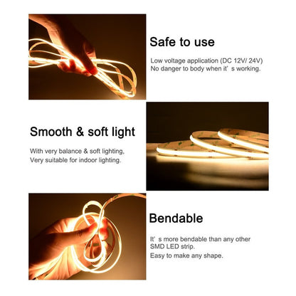 Cob Led Strip 8mm 480 Led/m 6500k 5 Meters