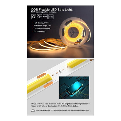 Cob Led Strip 8mm 480 Led/m 6500k 5 Meters