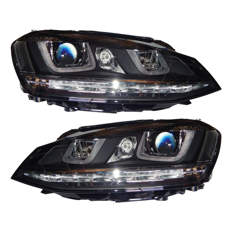 Pair of Golf Tsi Double U Headlights New 2014 to 2017