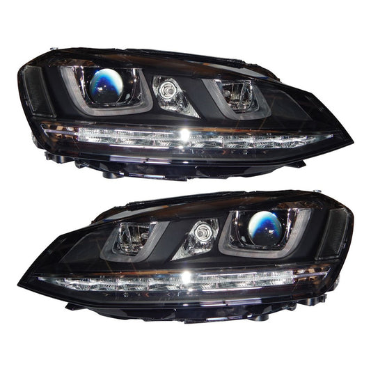 Pair of Golf Tsi Double U Headlights New 2014 to 2017