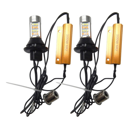 Par Lampada Dual Color P21 W Drl + Seta + Cancellers