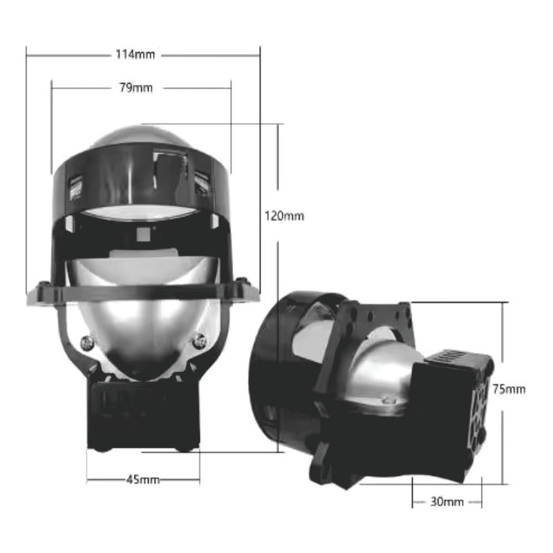 Pair of 3.0-Inch Bi-LED Projectors 12 and 24 Volts 6000k